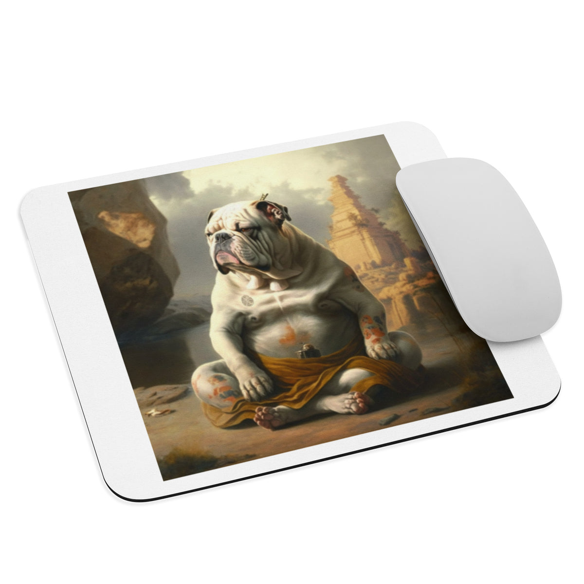 Meditating Bulldogs Mouse pad