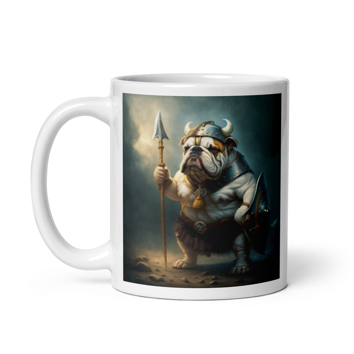 Dogs of War Bulldogs White glossy mug