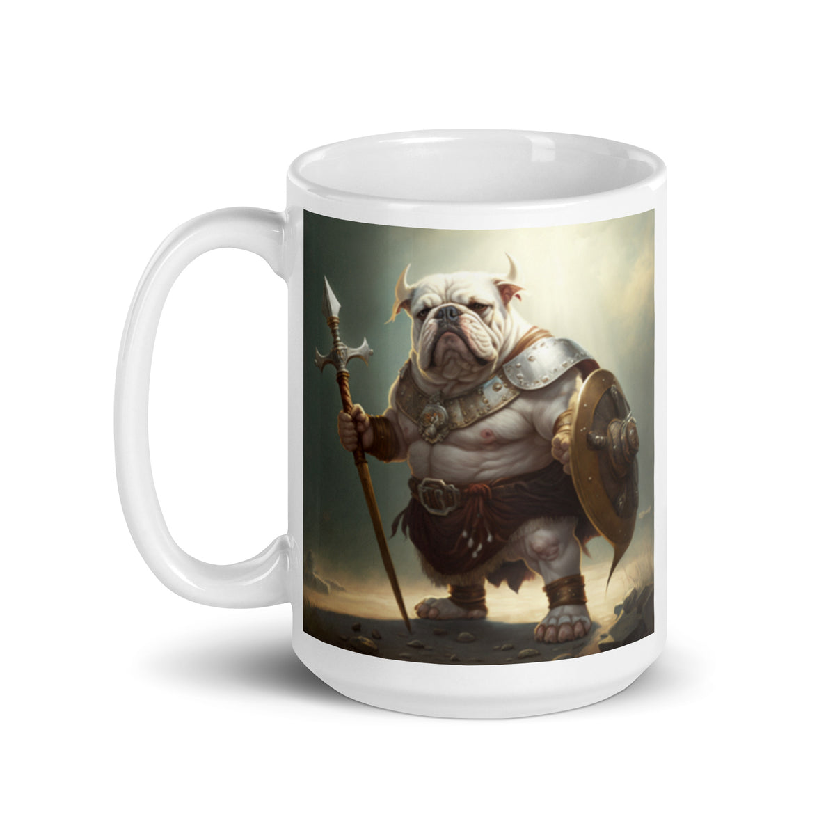 Dogs of War Bulldogs White glossy mug